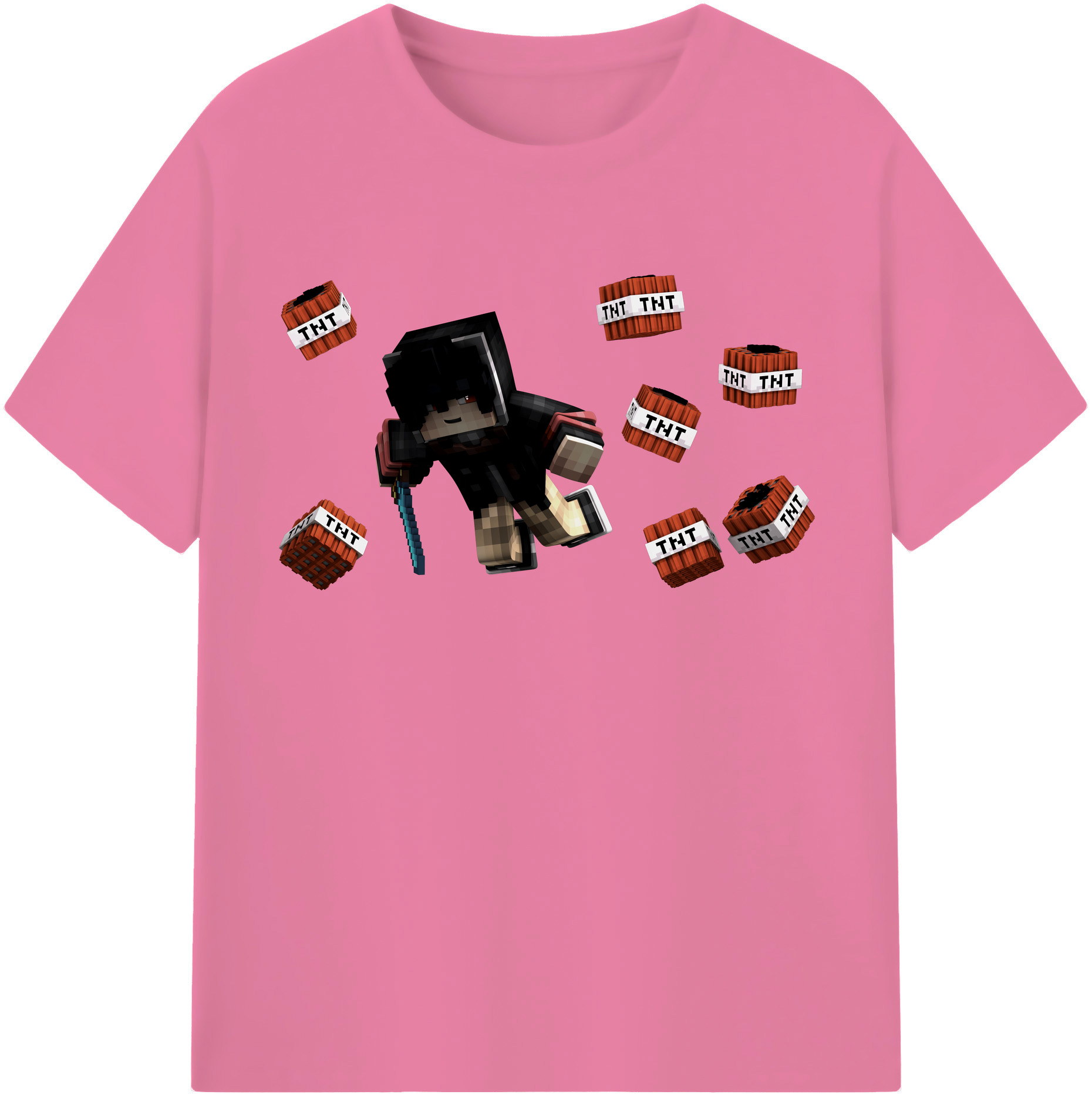 （画像用） マインクラフト ブロックの世界 Minecraft MC Block world 綿100％半袖Tシャツ（フロントプリント）